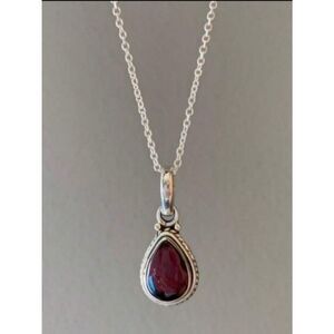 Silver Teardrop red Necklace A1815